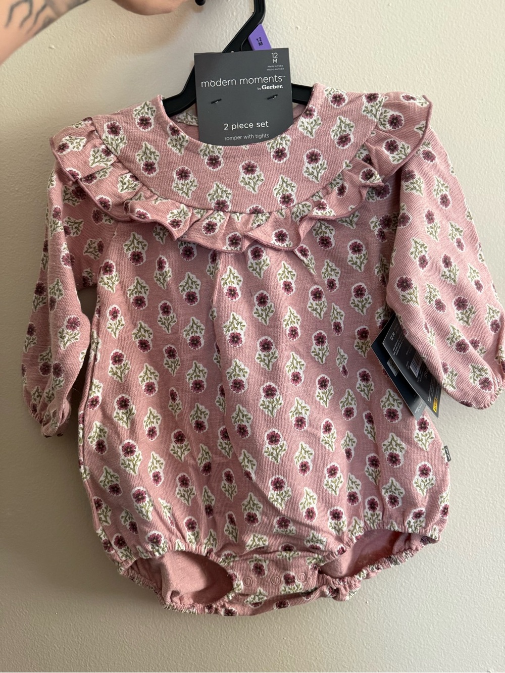 Pink Floral Ruffle Baby One-Piece